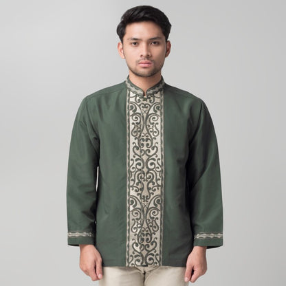 Benhill Taqwa Koko Bordir Pria Lengan Panjang Hijau Botol 2286-12707