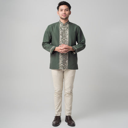 Benhill Taqwa Koko Bordir Pria Lengan Panjang Hijau Botol 2286-12707