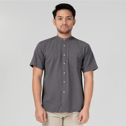 Benhill Kemeja Koko Pria Linen Polos Lengan Pendek Grey 50005-16610