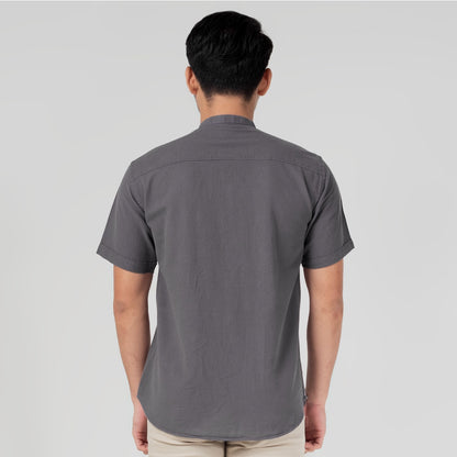 Benhill Kemeja Koko Pria Linen Polos Lengan Pendek Grey 50005-16610