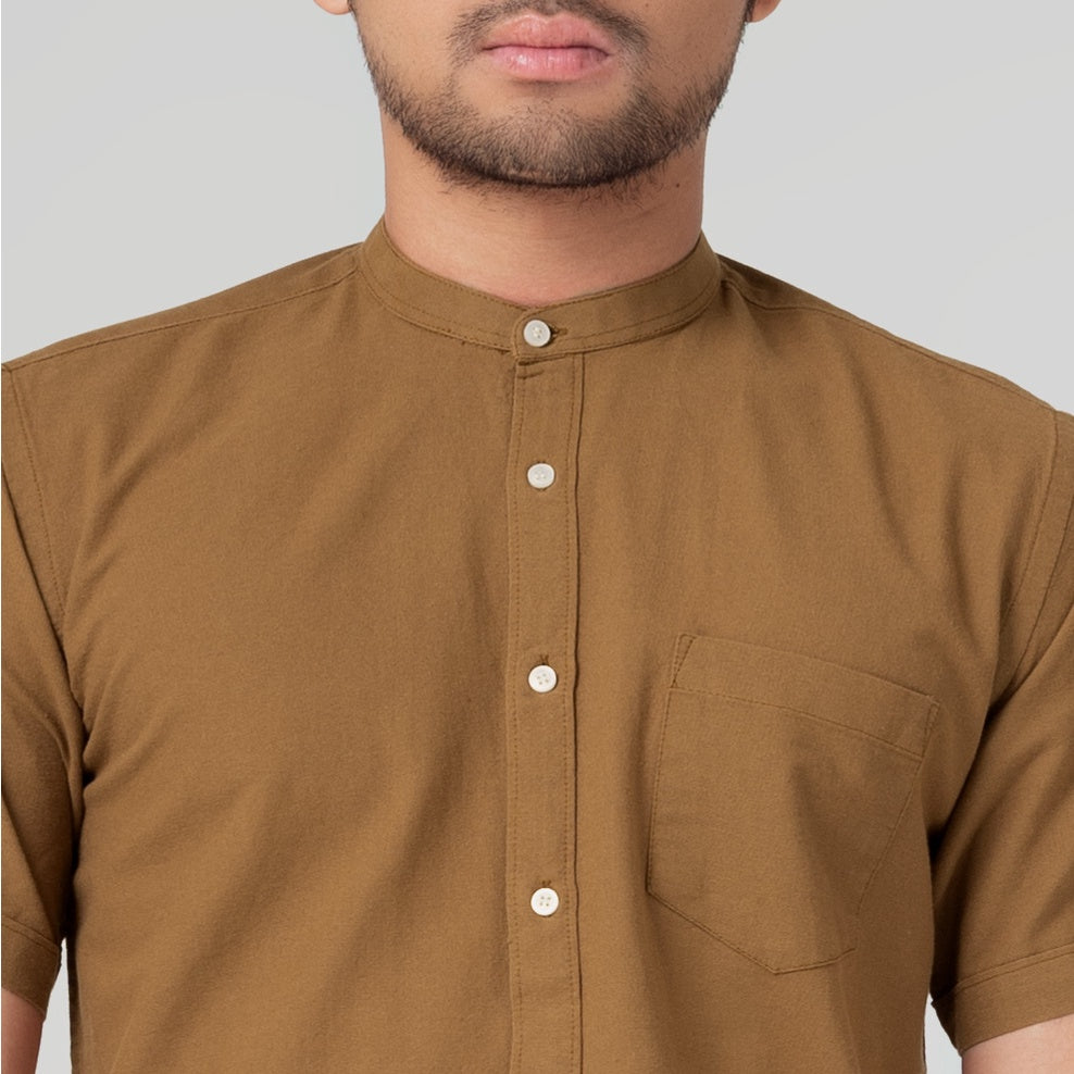 Benhill Kemeja Koko Pria Linen Polos Lengan Pendek Caramel Brown 28152-16910