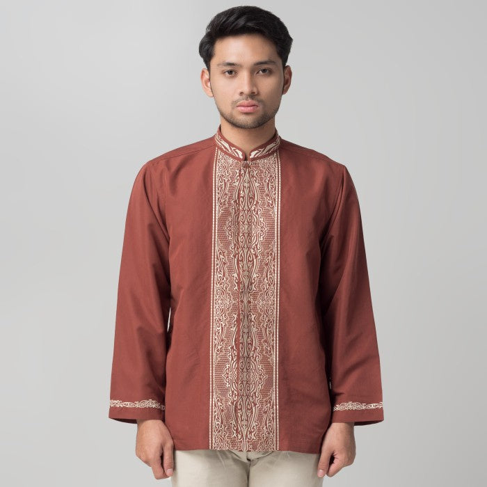 Benhill Taqwa Koko Bordir Pria Lengan Panjang Terracotta 2379-80-81-12407