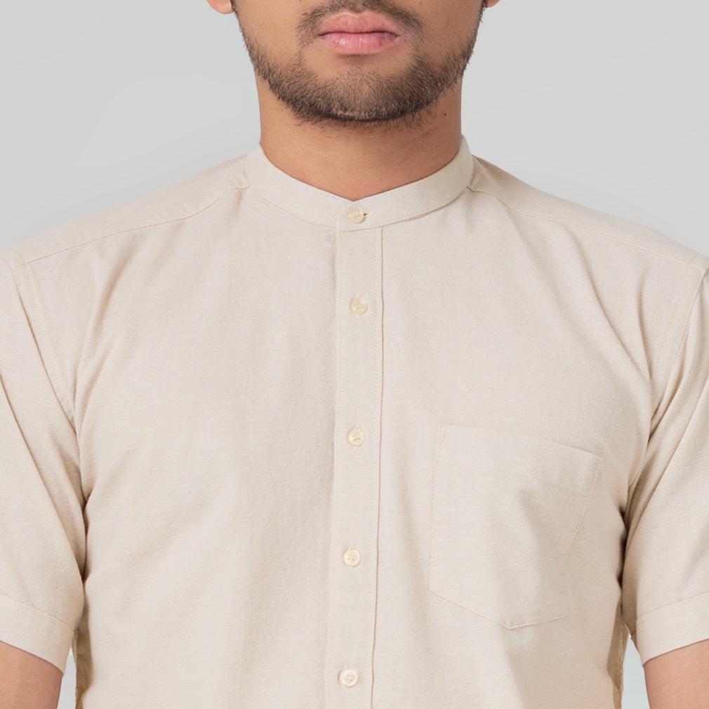 Benhill Kemeja Koko Pria Linen Polos Lengan Pendek Beige 50004-16910