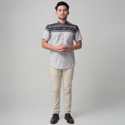 Benhill Kemeja Koko Pria Cotton Printing Lengan Pendek Abu 29808-09-10-46610