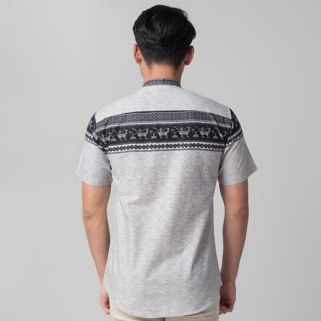 Benhill Kemeja Koko Pria Cotton Printing Lengan Pendek Abu 29808-09-10-46610