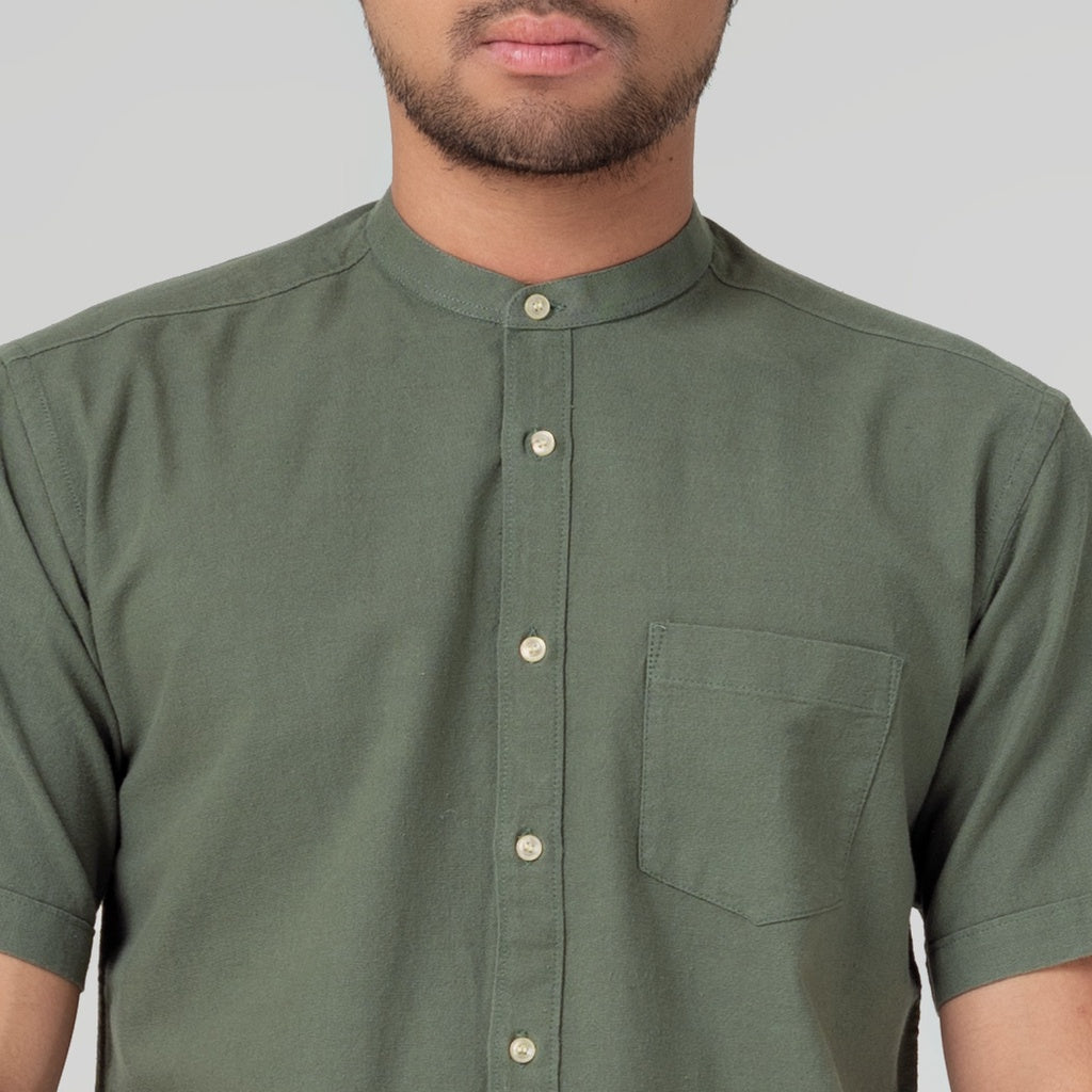 Benhill Kemeja Koko Pria Linen Polos Lengan Pendek Cactus 50007-16710