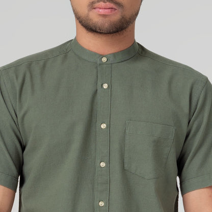 Benhill Kemeja Koko Pria Linen Polos Lengan Pendek Cactus 50007-16710