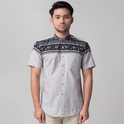 Benhill Kemeja Koko Pria Cotton Printing Lengan Pendek Abu 29808-09-10-46610