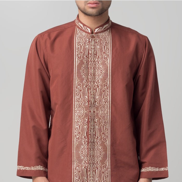 Benhill Taqwa Koko Bordir Pria Lengan Panjang Terracotta 2379-80-81-12407