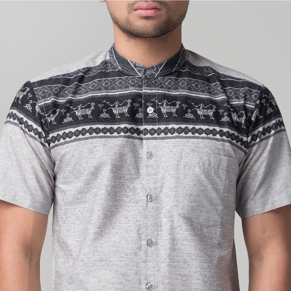 Benhill Kemeja Koko Pria Cotton Printing Lengan Pendek Abu 29808-09-10-46610