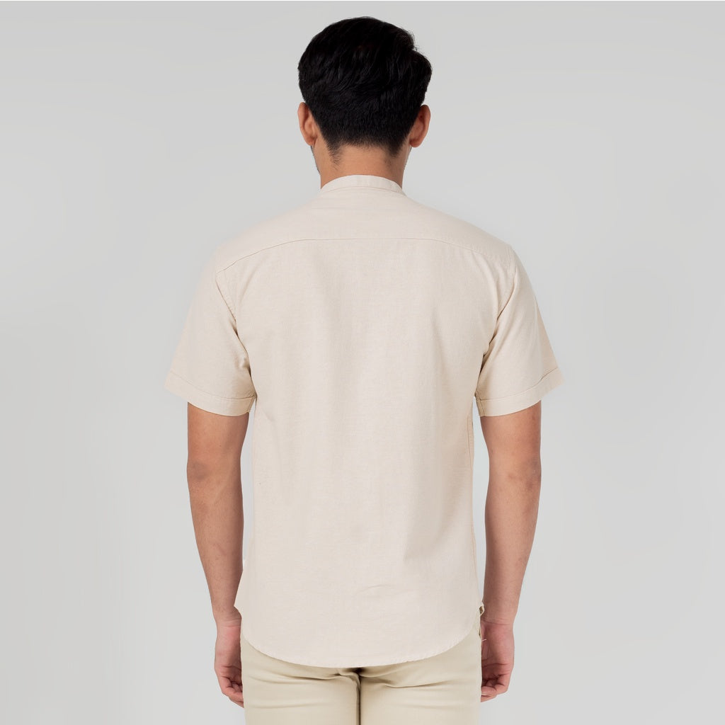 Benhill Kemeja Koko Pria Linen Polos Lengan Pendek Beige 50004-16910