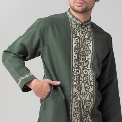 Benhill Taqwa Koko Bordir Pria Lengan Panjang Hijau Botol 2286-12707