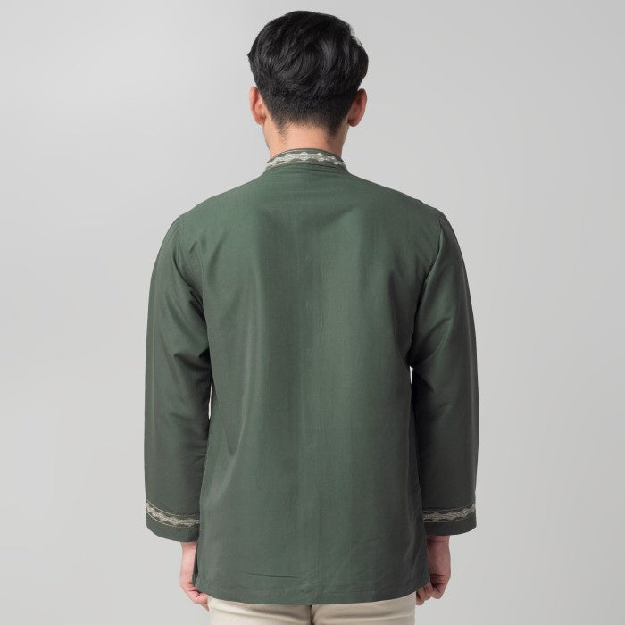 Benhill Taqwa Koko Bordir Pria Lengan Panjang Hijau Botol 2286-12707