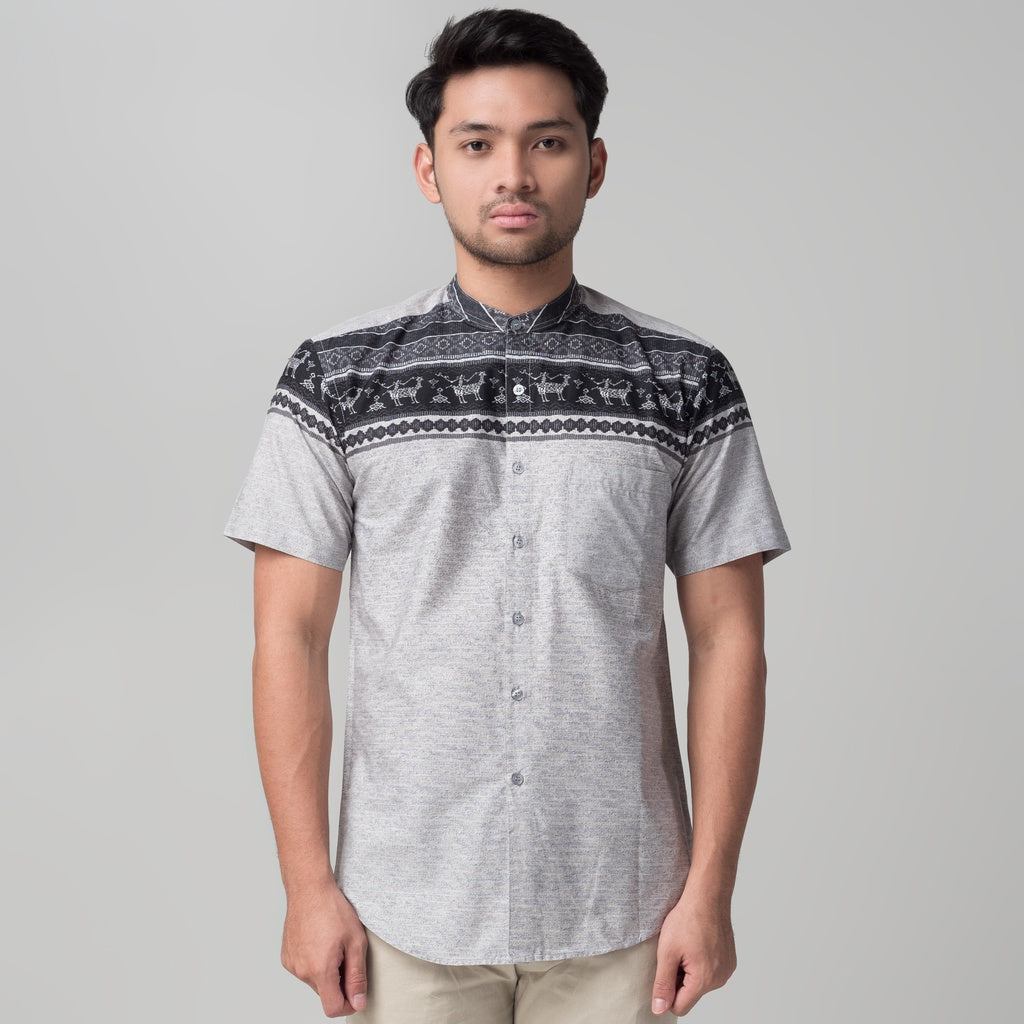 Benhill Kemeja Koko Pria Cotton Printing Lengan Pendek Abu 29808-09-10-46610
