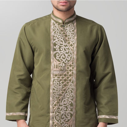 Benhill Taqwa Koko Bordir Pria Lengan Panjang Olive 2292-12707