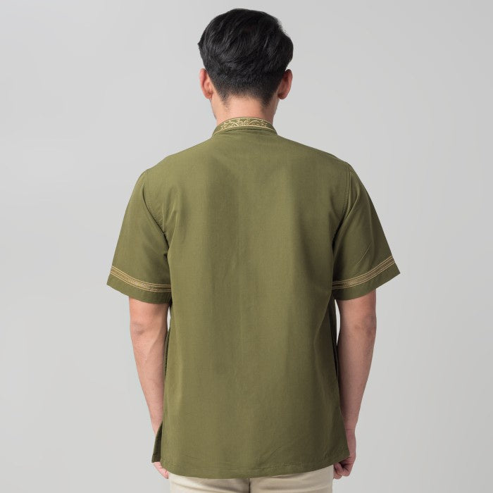 Benhill Taqwa Koko Bordir Pria Lengan Pendek Olive 2295-96-97-12708