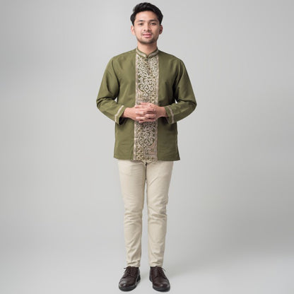 Benhill Taqwa Koko Bordir Pria Lengan Panjang Olive 2292-12707