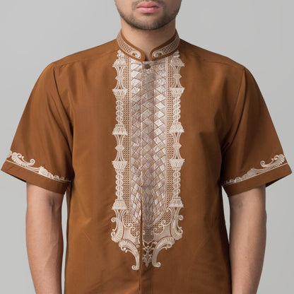 Benhill Taqwa Koko Bordir Pria Lengan Pendek Coklat 2344-46-12508