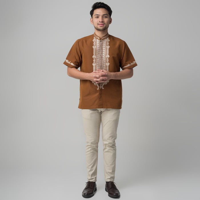 Benhill Taqwa Koko Bordir Pria Lengan Pendek Coklat 2344-46-12508